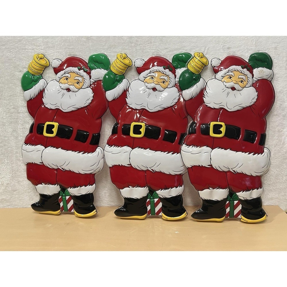 Set of 3 Santa Wall/Window Decor 3D Molded Plastic‎ ~22" Dollar General